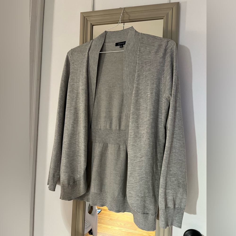 Verve Ami Gray Cardigan Lightweight Knit Sweater